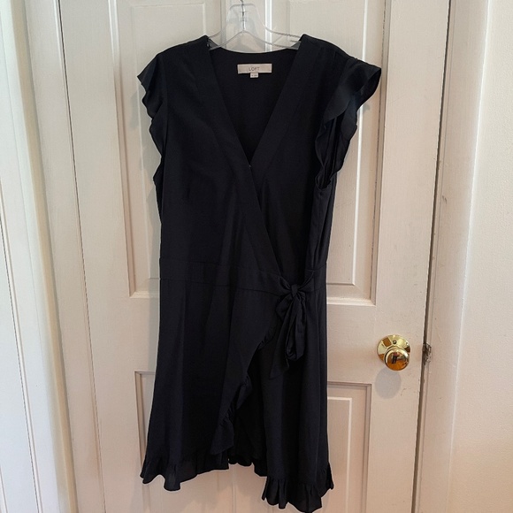 LOFT size 10 black ruffle dress romper - Picture 4 of 10